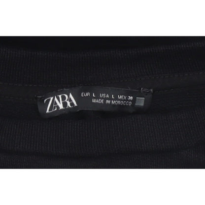 Zara Women Black L Cropped Puff Balloon Sleeve Blouse