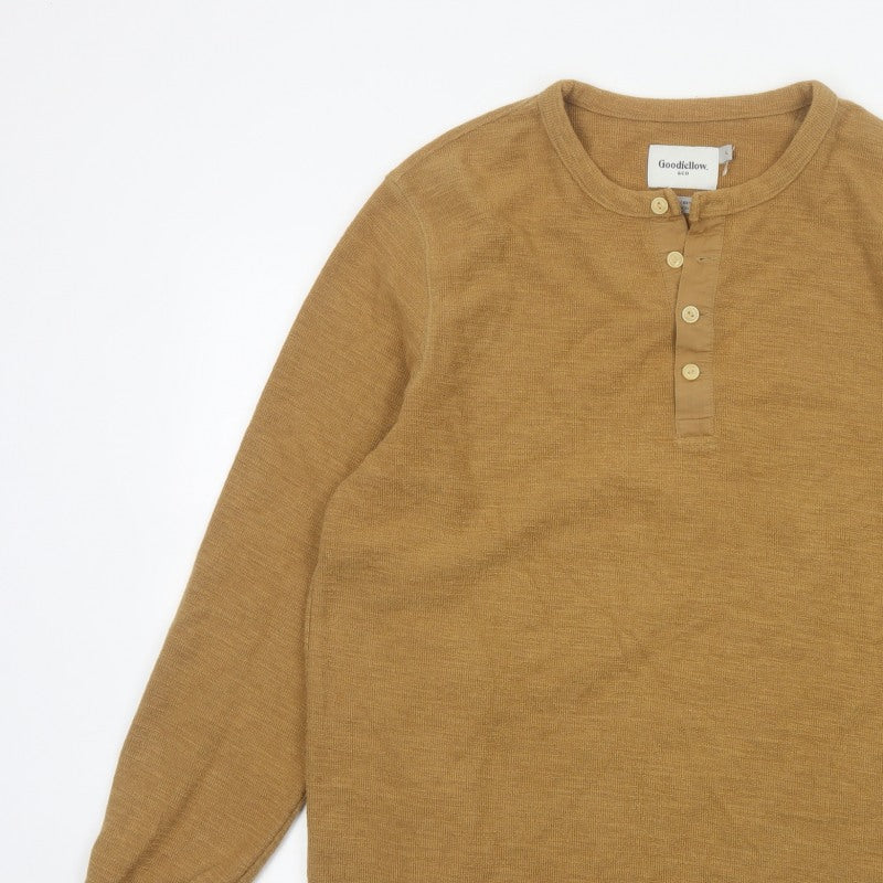Goodfellow & Co Men’s Brown L Long Sleeve Henley Button Knit Top