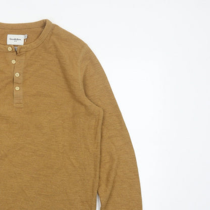 Goodfellow & Co Men’s Brown L Long Sleeve Henley Button Knit Top