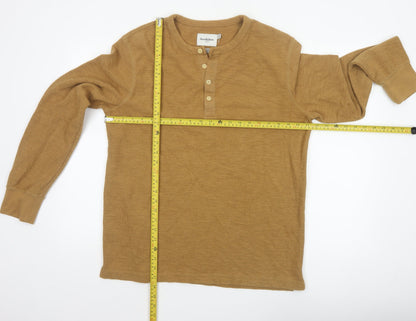 Goodfellow & Co Men’s Brown L Long Sleeve Henley Button Knit Top