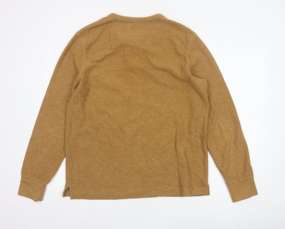 Goodfellow & Co Men’s Brown L Long Sleeve Henley Button Knit Top