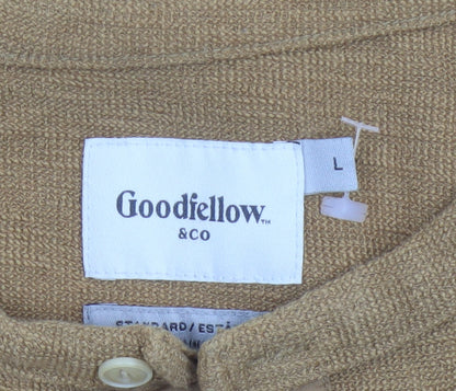 Goodfellow & Co Men’s Brown L Long Sleeve Henley Button Knit Top