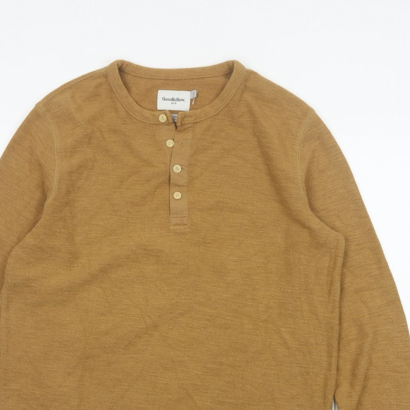 Goodfellow & Co Men’s Brown L Long Sleeve Henley Button Knit Top