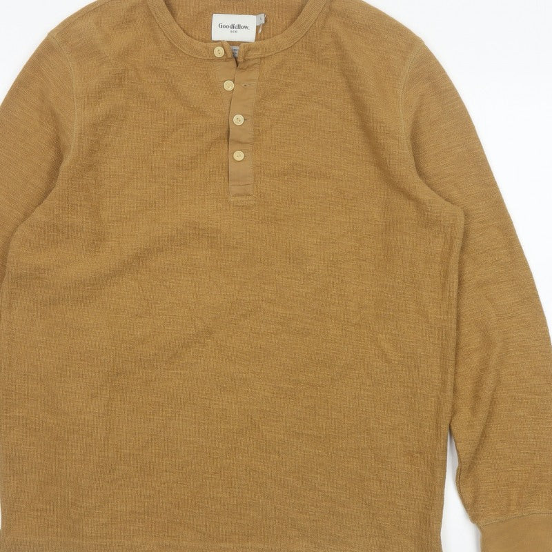 Goodfellow & Co Men’s Brown L Long Sleeve Henley Button Knit Top