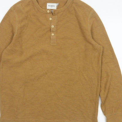 Goodfellow & Co Men’s Brown L Long Sleeve Henley Button Knit Top