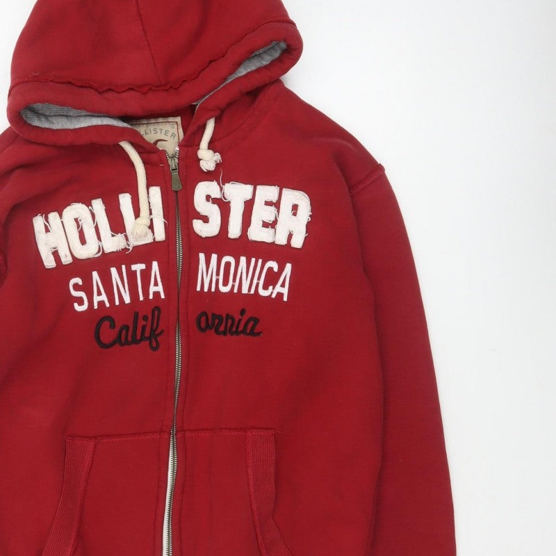 Hollister Men Red S Full Zip Hooded Graphic Print Santa Monica Hoodie