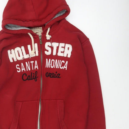 Hollister Men Red S Full Zip Hooded Graphic Print Santa Monica Hoodie