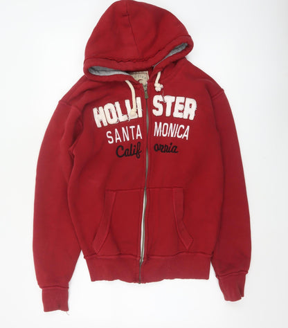 Hollister Men Red S Full Zip Hooded Graphic Print Santa Monica Hoodie
