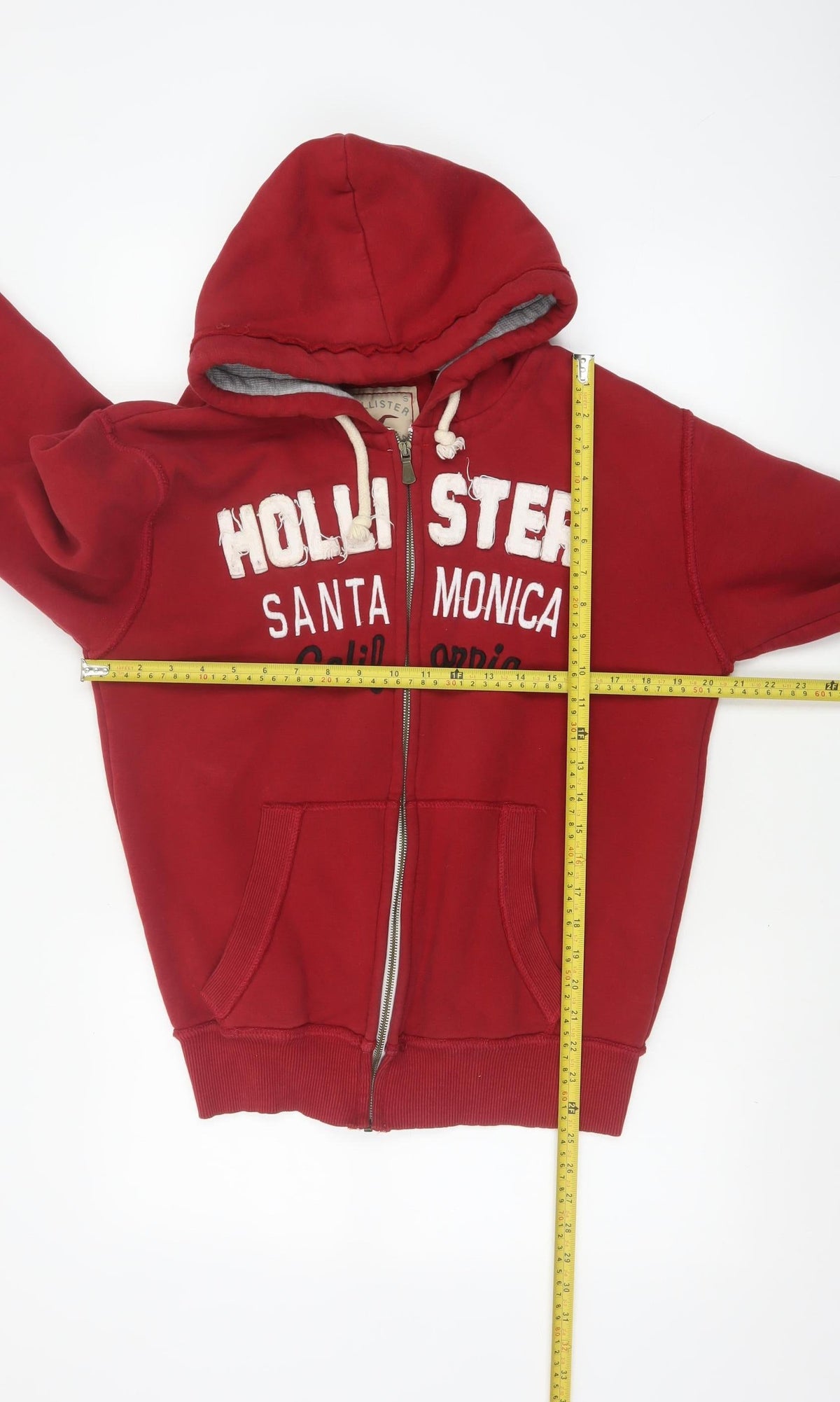 Hollister Men Red S Full Zip Hooded Graphic Print Santa Monica Hoodie
