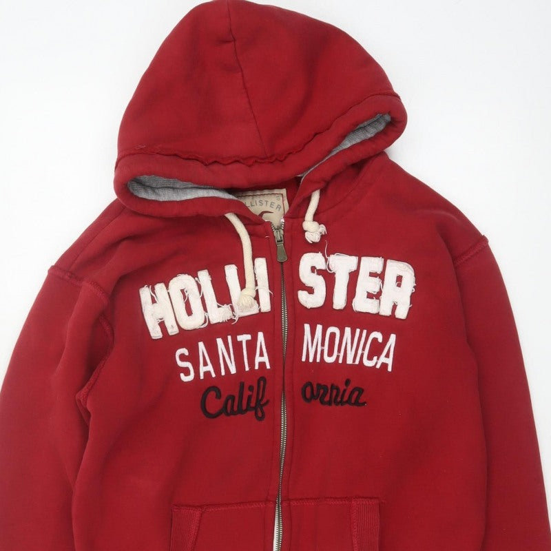 Hollister Men Red S Full Zip Hooded Graphic Print Santa Monica Hoodie