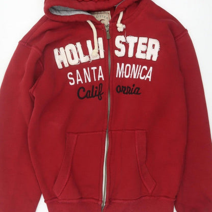 Hollister Men Red S Full Zip Hooded Graphic Print Santa Monica Hoodie