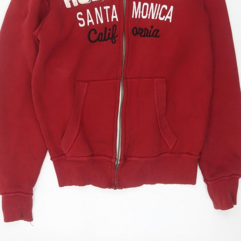 Hollister Men Red S Full Zip Hooded Graphic Print Santa Monica Hoodie