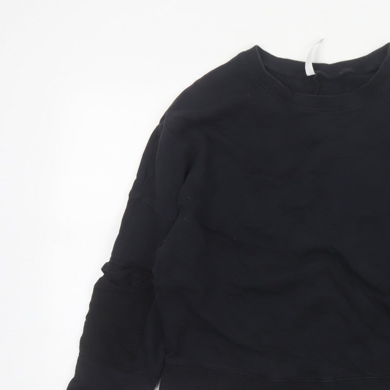 Fabletics Women’s Black M Crew Neck Pullover Sweatshirt Zip Sleeve Pockets
