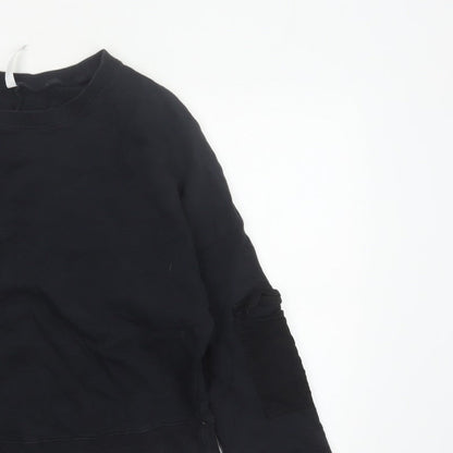 Fabletics Women’s Black M Crew Neck Pullover Sweatshirt Zip Sleeve Pockets