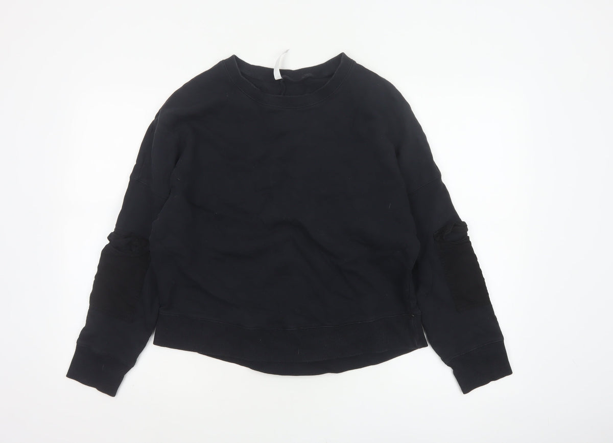 Fabletics Women’s Black M Crew Neck Pullover Sweatshirt Zip Sleeve Pockets
