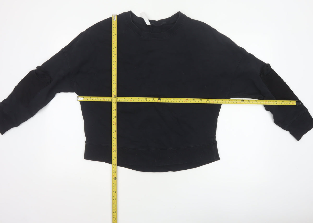 Fabletics Women’s Black M Crew Neck Pullover Sweatshirt Zip Sleeve Pockets