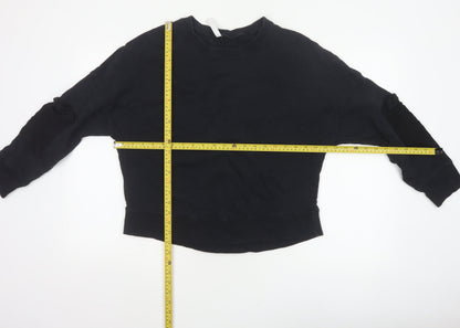 Fabletics Women’s Black M Crew Neck Pullover Sweatshirt Zip Sleeve Pockets