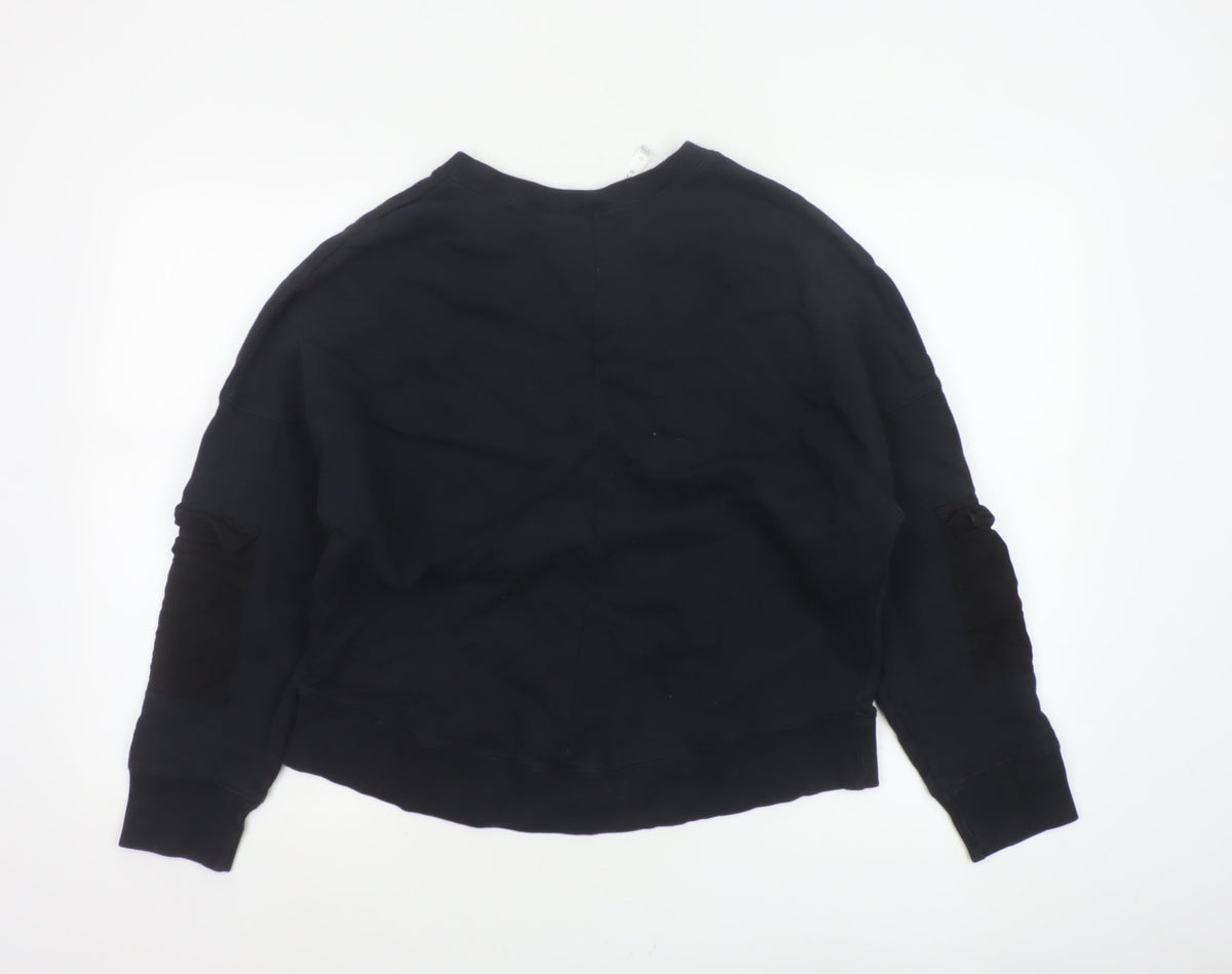 Fabletics Women’s Black M Crew Neck Pullover Sweatshirt Zip Sleeve Pockets