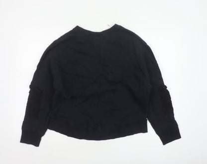 Fabletics Women’s Black M Crew Neck Pullover Sweatshirt Zip Sleeve Pockets