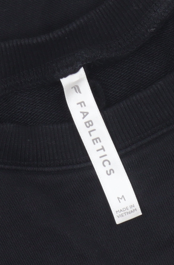 Fabletics Women’s Black M Crew Neck Pullover Sweatshirt Zip Sleeve Pockets