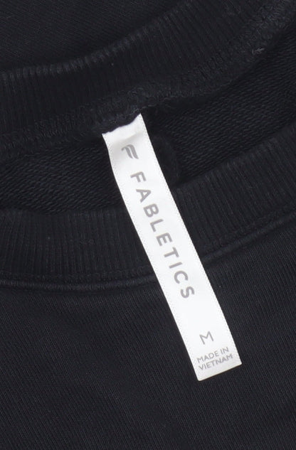 Fabletics Women’s Black M Crew Neck Pullover Sweatshirt Zip Sleeve Pockets