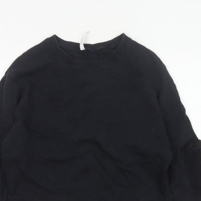 Fabletics Women’s Black M Crew Neck Pullover Sweatshirt Zip Sleeve Pockets