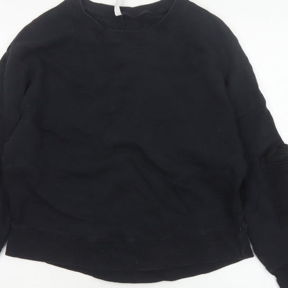 Fabletics Women’s Black M Crew Neck Pullover Sweatshirt Zip Sleeve Pockets