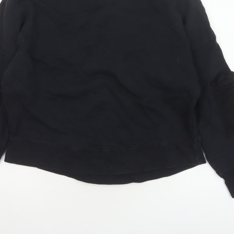 Fabletics Women’s Black M Crew Neck Pullover Sweatshirt Zip Sleeve Pockets