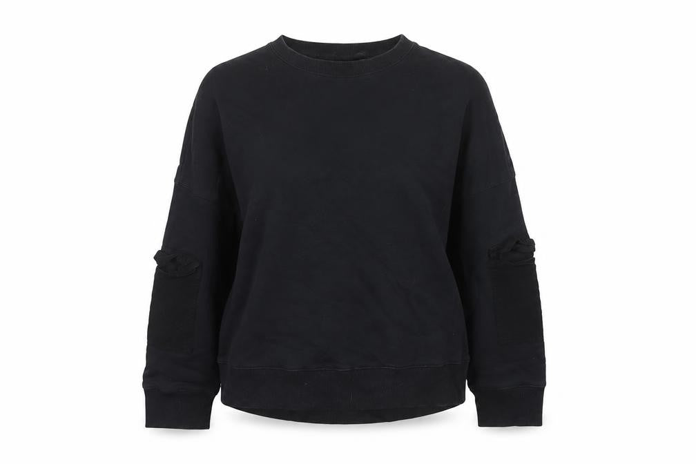 Fabletics Women’s Black M Crew Neck Pullover Sweatshirt Zip Sleeve Pockets
