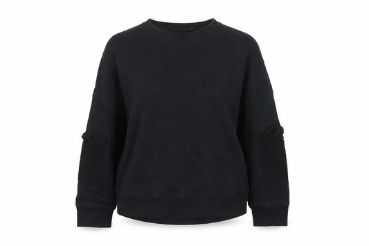 Fabletics Women’s Black M Crew Neck Pullover Sweatshirt Zip Sleeve Pockets