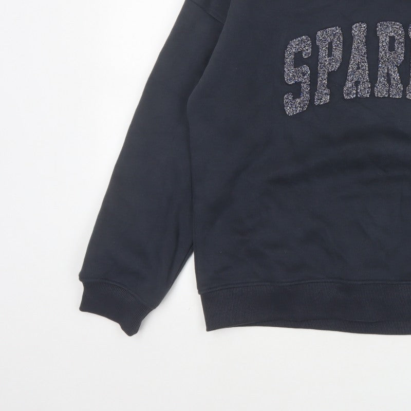 TU Women’s Black M Sparkle Glitter Logo Crew Neck Pullover Sweatshirt