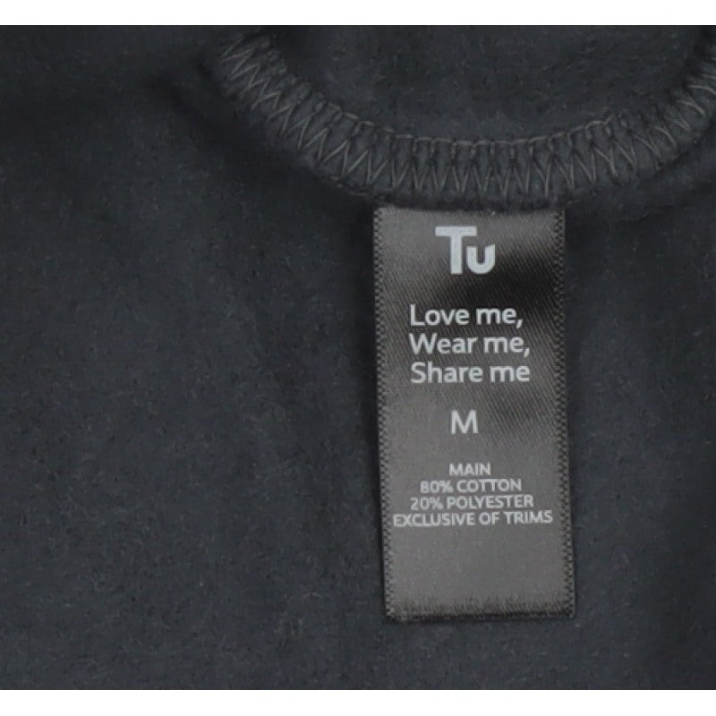 TU Women’s Black M Sparkle Glitter Logo Crew Neck Pullover Sweatshirt