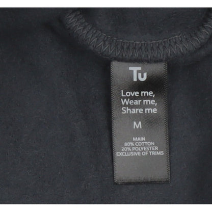 TU Women’s Black M Sparkle Glitter Logo Crew Neck Pullover Sweatshirt