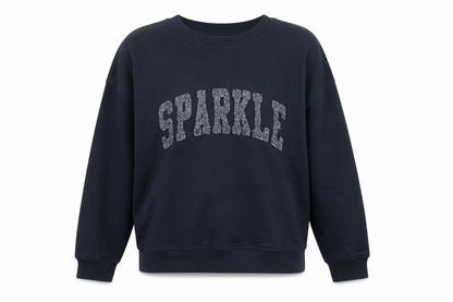TU Women’s Black M Sparkle Glitter Logo Crew Neck Pullover Sweatshirt