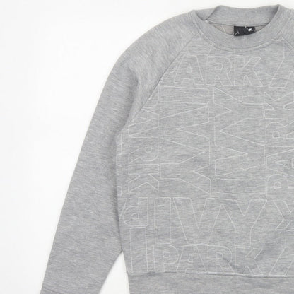 Ivy Park Women Grey XS Logo Print Raglan Crew Neck Pullover Sweatshirt