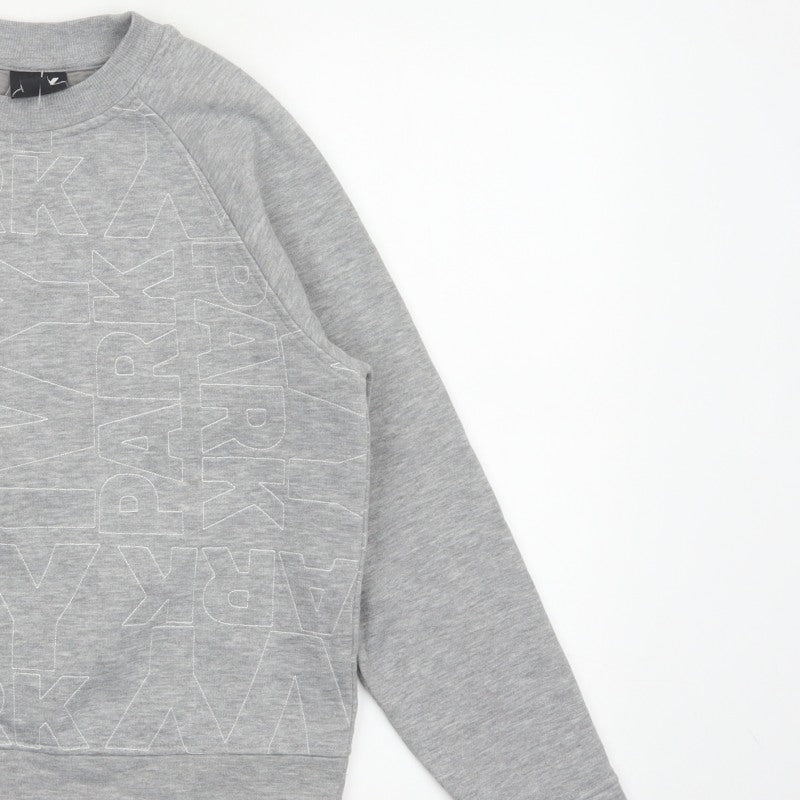 Ivy Park Women Grey XS Logo Print Raglan Crew Neck Pullover Sweatshirt