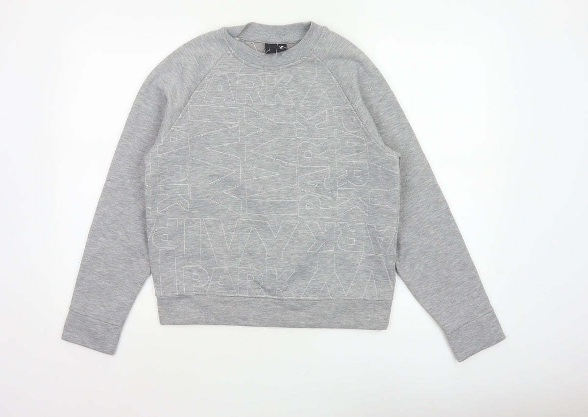 Ivy Park Women Grey XS Logo Print Raglan Crew Neck Pullover Sweatshirt