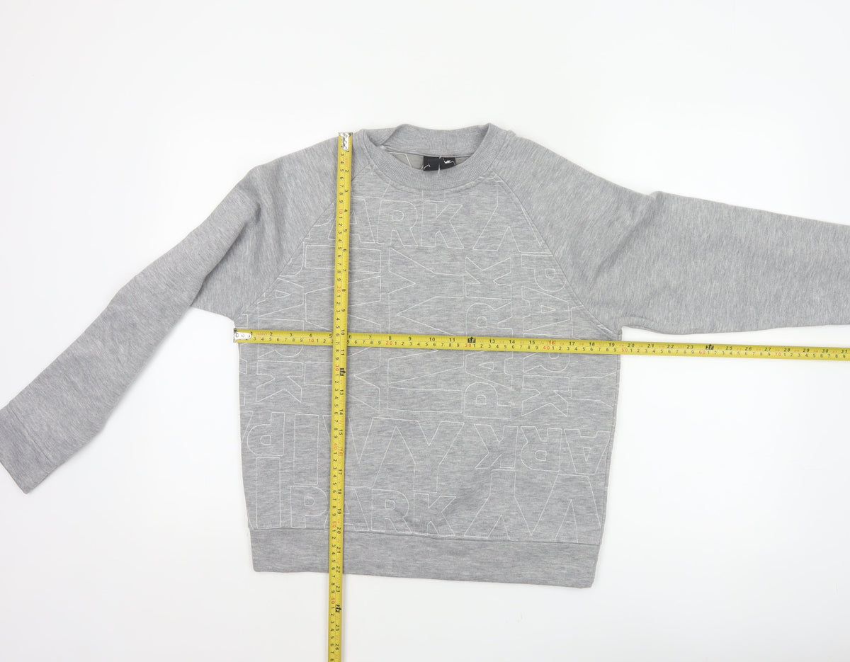Ivy Park Women Grey XS Logo Print Raglan Crew Neck Pullover Sweatshirt
