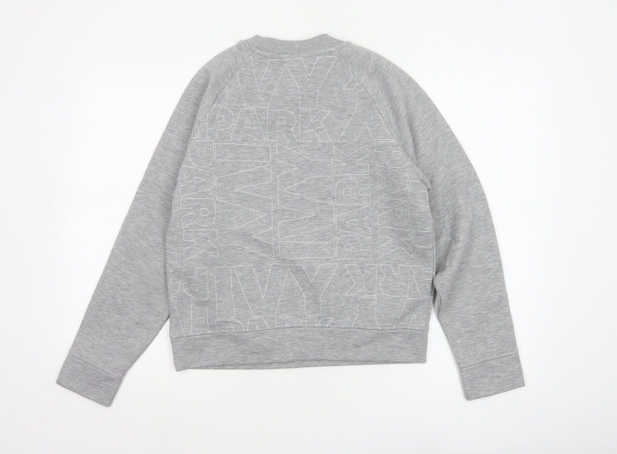 Ivy Park Women Grey XS Logo Print Raglan Crew Neck Pullover Sweatshirt