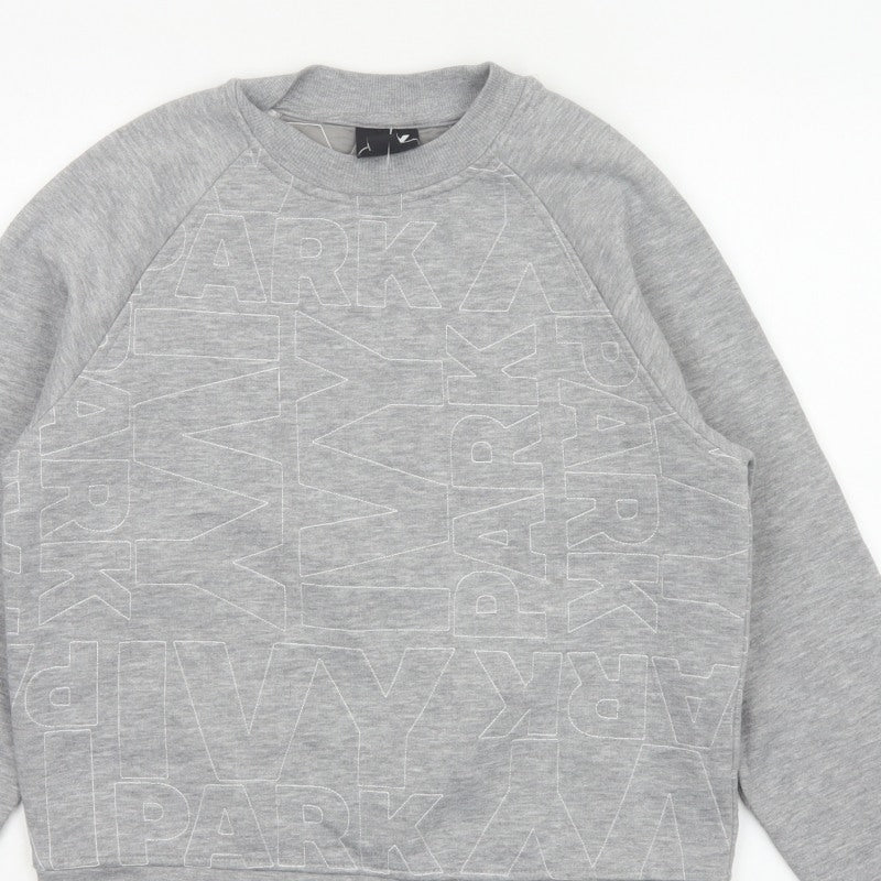 Ivy Park Women Grey XS Logo Print Raglan Crew Neck Pullover Sweatshirt