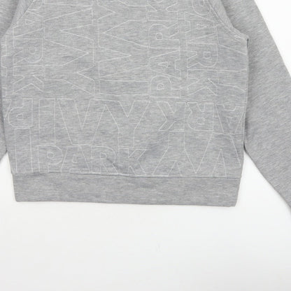 Ivy Park Women Grey XS Logo Print Raglan Crew Neck Pullover Sweatshirt