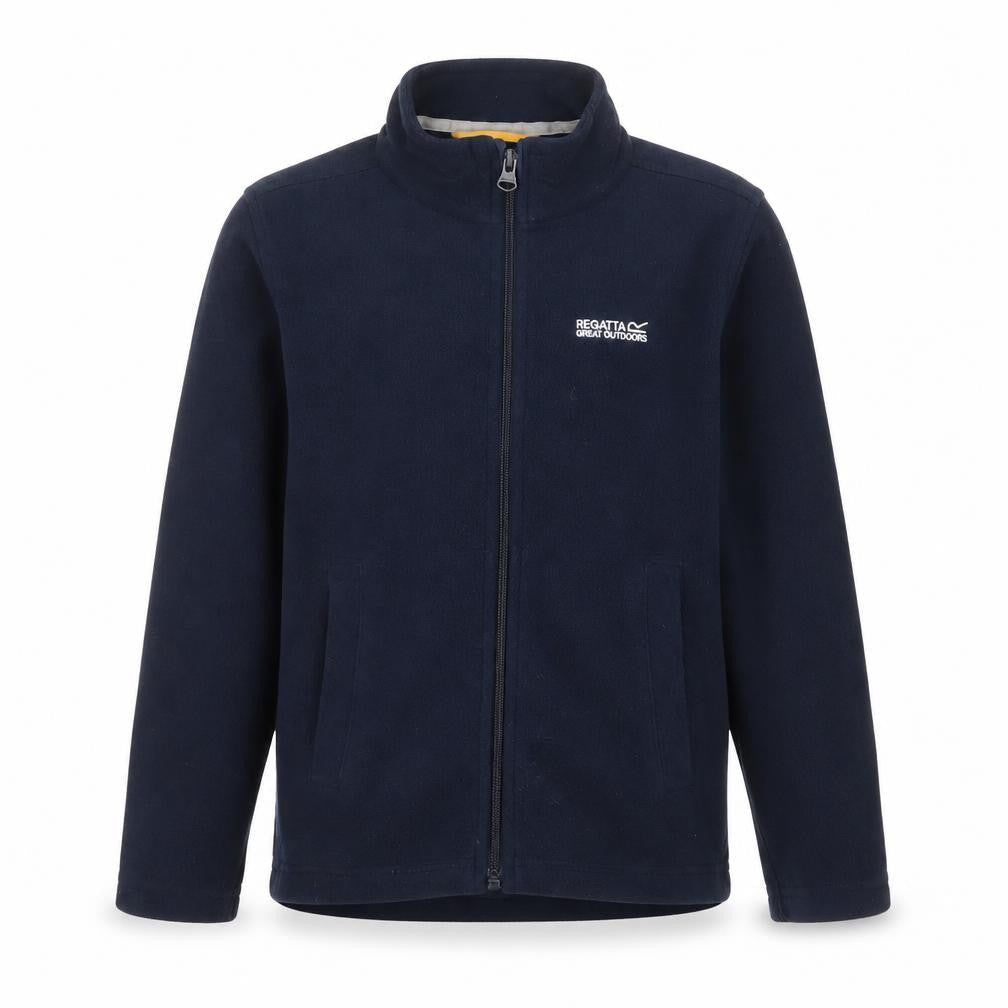 Front view of Regatta boys’ blue 7-8 years fleece full zip jacket outdoor