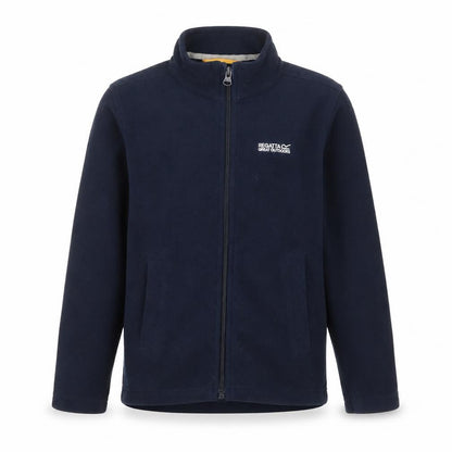 Front view of Regatta boys’ blue 7-8 years fleece full zip jacket outdoor