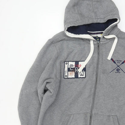 Crew Clothing Co. Men’s Grey XL Full Zip Hooded Fleece Logo Hoodie