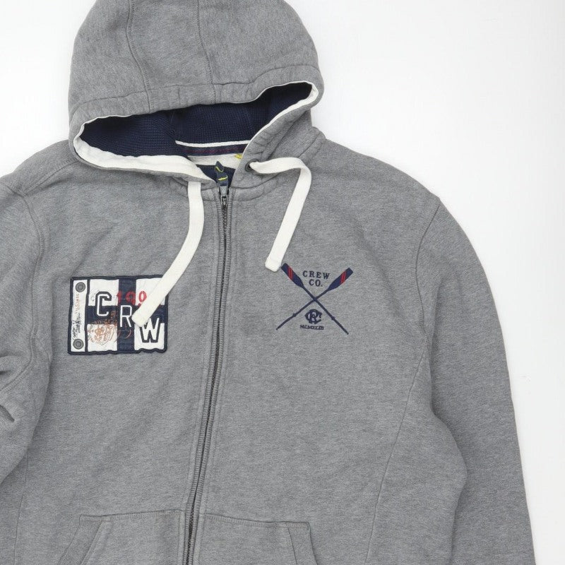 Crew Clothing Co. Men’s Grey XL Full Zip Hooded Fleece Logo Hoodie