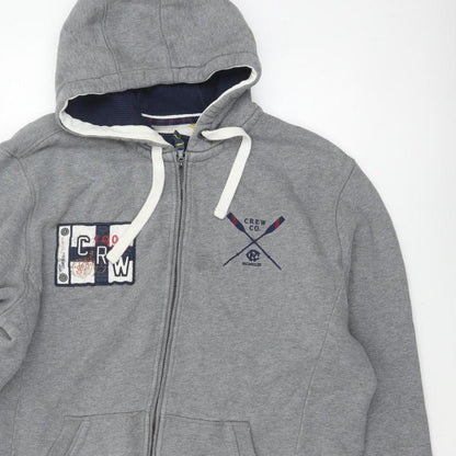 Crew Clothing Co. Men’s Grey XL Full Zip Hooded Fleece Logo Hoodie
