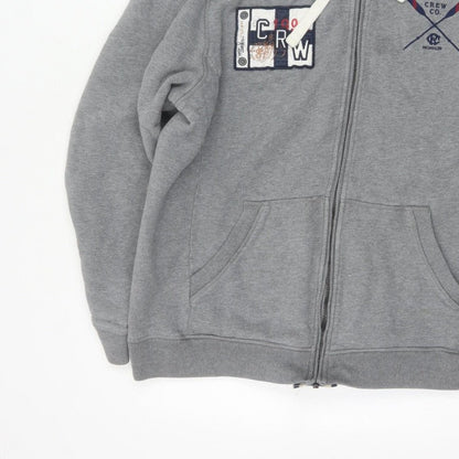 Crew Clothing Co. Men’s Grey XL Full Zip Hooded Fleece Logo Hoodie