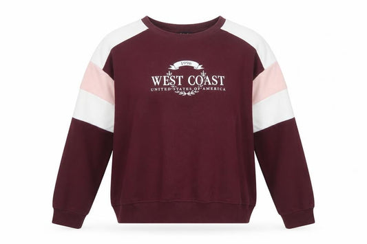 New Look Women’s Red L West Coast Colourblock Crew Neck Sweatshirt