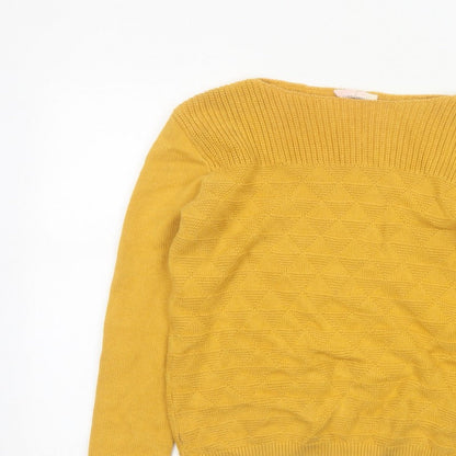 Seasalt Cornwall Women Yellow UK 10 Cotton Geometric Boat Neck Jumper