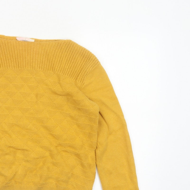 Seasalt Cornwall Women Yellow UK 10 Cotton Geometric Boat Neck Jumper